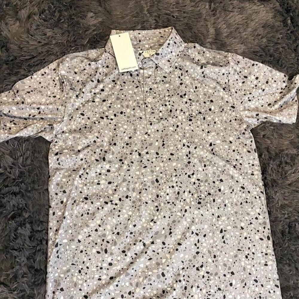 Grey terrazzo golf polo shirt